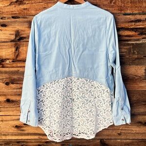 WISHLIST | Light Blue Button-Up Shirt with Lace Trim M